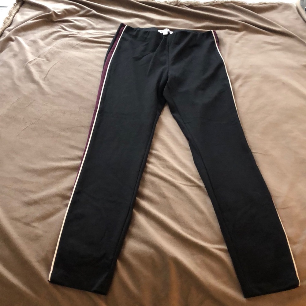 Black Maroon Stripe Pants/Leggings